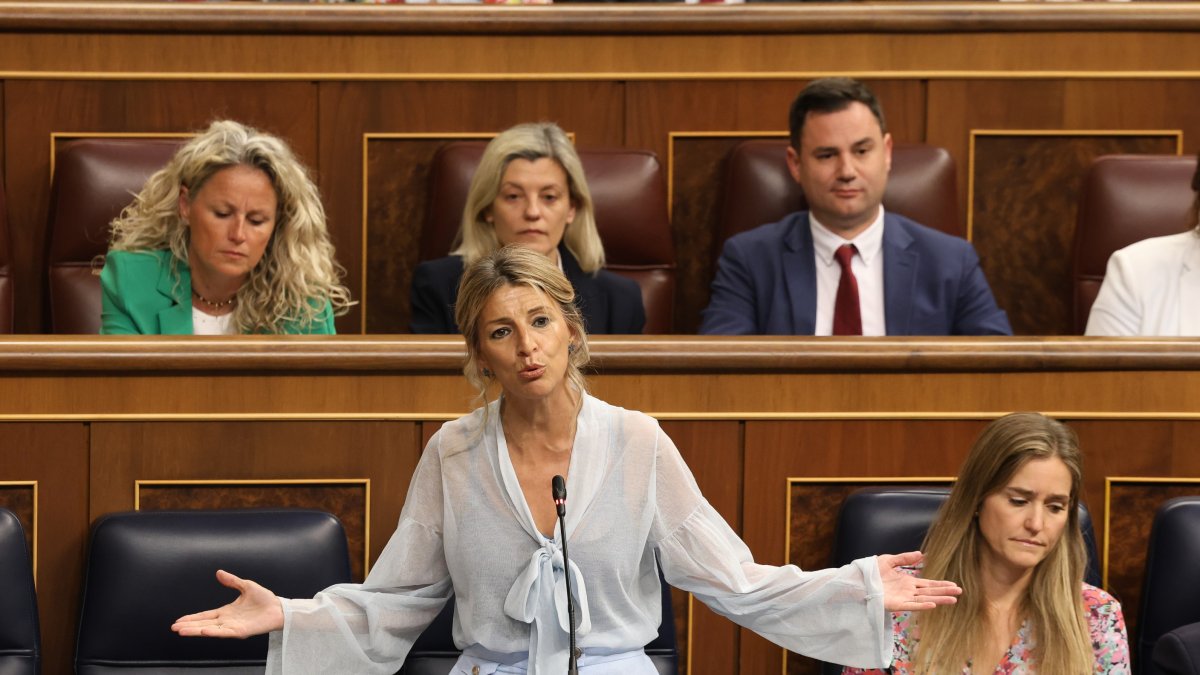 Yolanda Díaz, vicepresidenta del Gobierno, este miércoles en el Congreso.