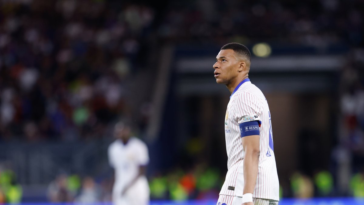 Mbappé, durante el España - Francia.
