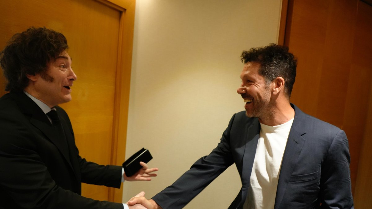 Javier Milei y Simeone, este domingo en Madrid