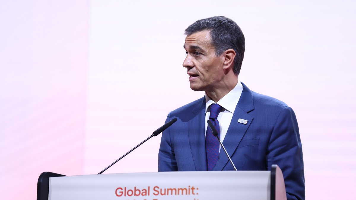 El presidente del Gobierno, Pedro Sánchez, en Moncloa.