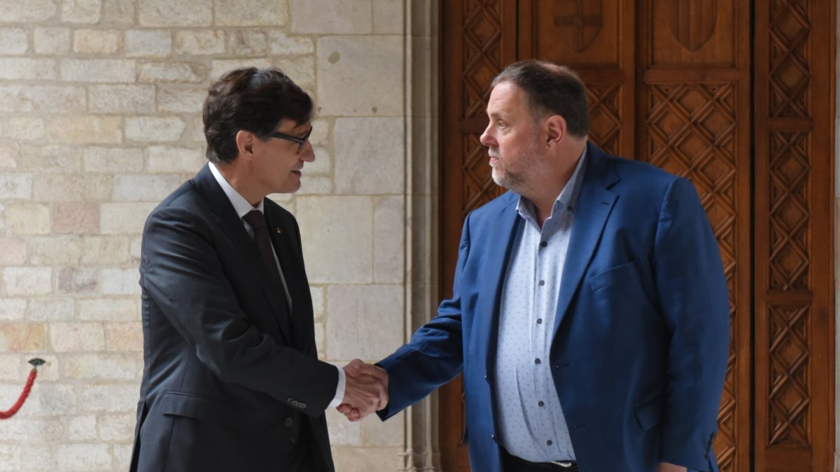 Salvador Illa y Oriol Junqueras, reunidos el pasado mes de febrero.