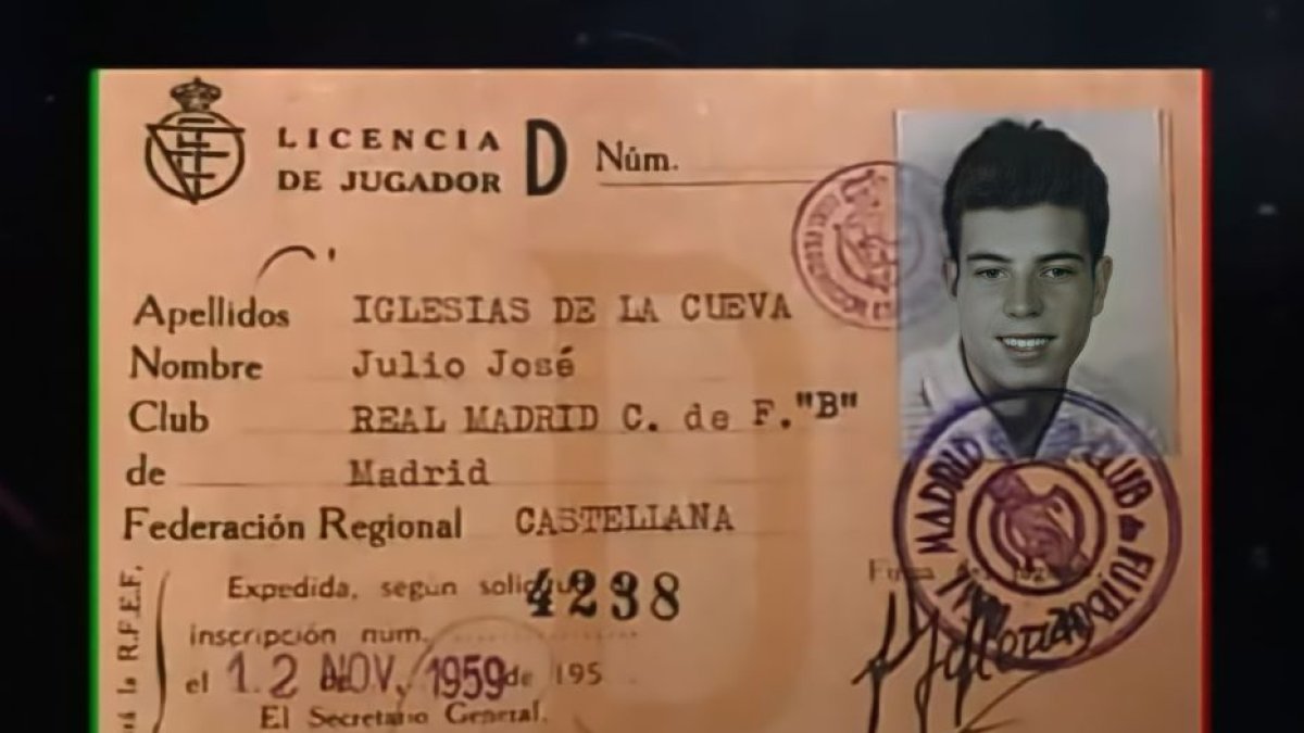 Ficha federativa de un jovencísimo Julio Iglesias en el Real Madrid