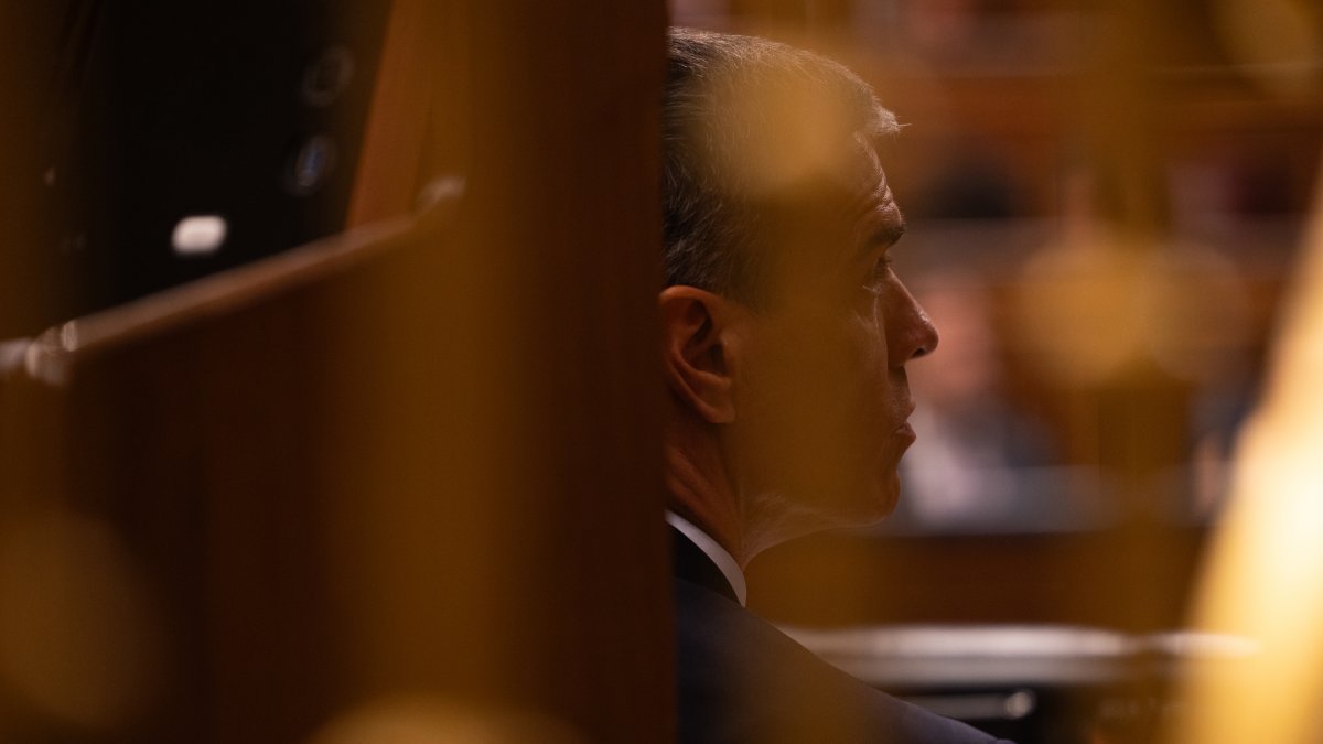 El presidente del Gobierno, Pedro Sánchez durante un pleno en el Congreso.
