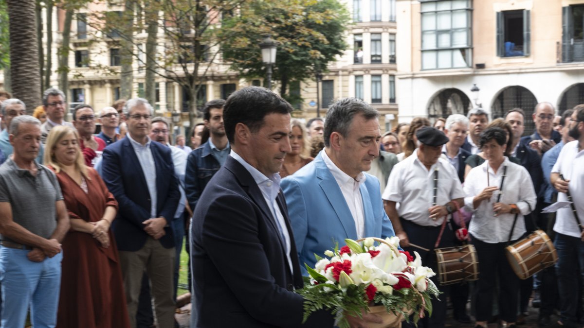Imanol Pradales y Aitor Esteban, durante la celebración del 130 aniversario de la fundación del PNV.