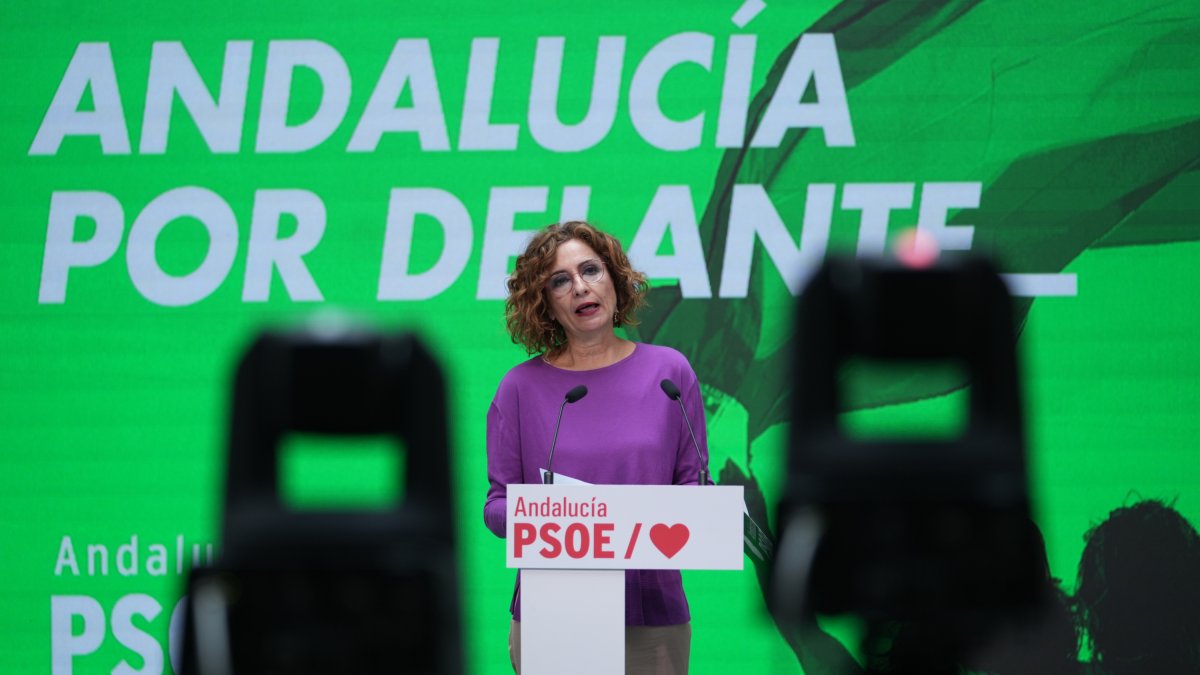 La secretaria general del PSOE de Andalucía, María Jesús Montero, en un acto del PSOE en Sevilla.
