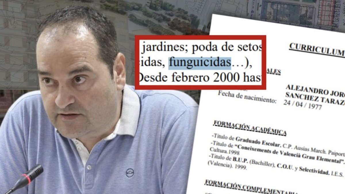 El concejal del PSOE en Paiporta, Alejandro Sánchez Tarazona, con su currículum