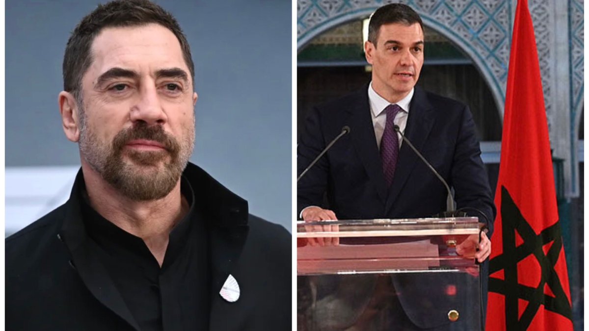 Javier Bardem y Pedro Sánchez en una visita a Marruecos