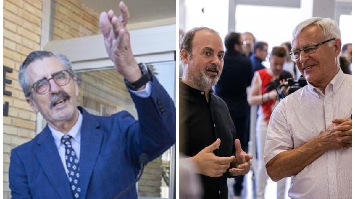 José María Ángel y su sobrino político, Xavi Calvo, junto a Joan Ribó