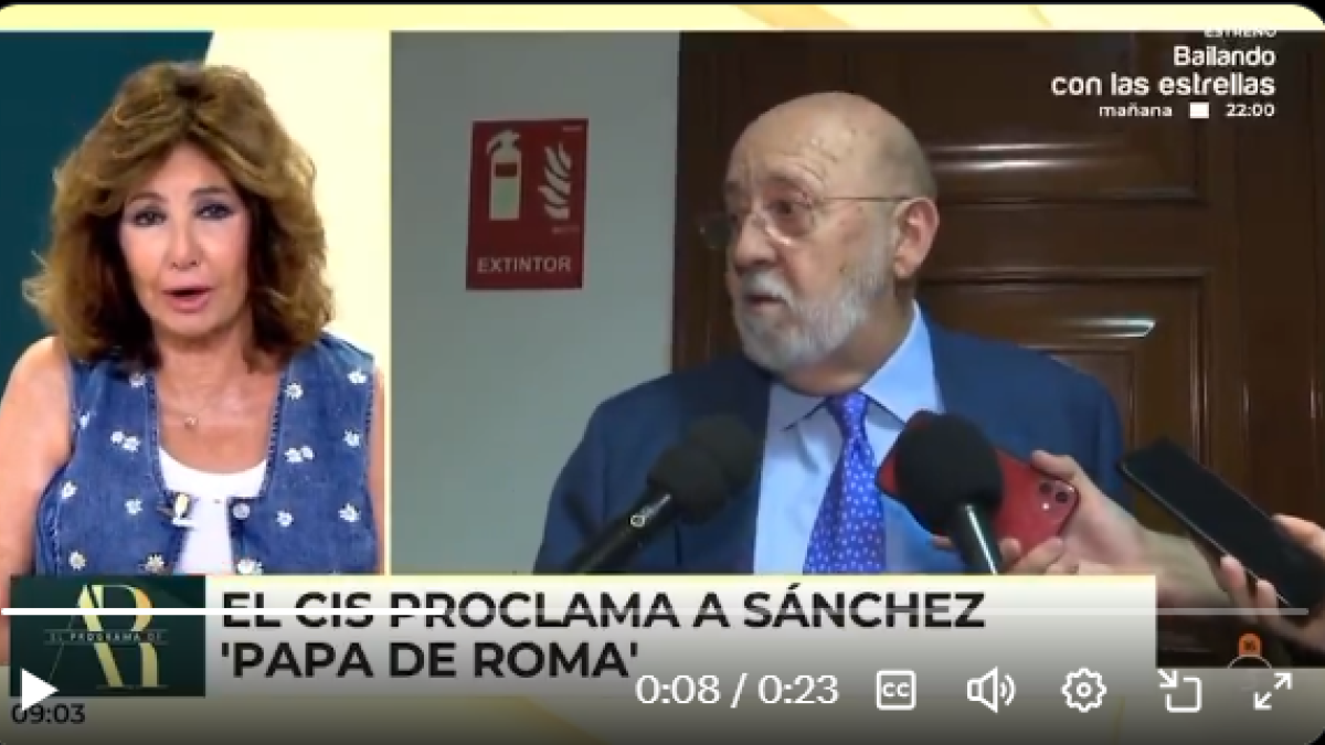 Ana Rosa estalla ante las ocurrencias del CIS de Tezanos: "Sánchez, el nuevo Papa de Roma"