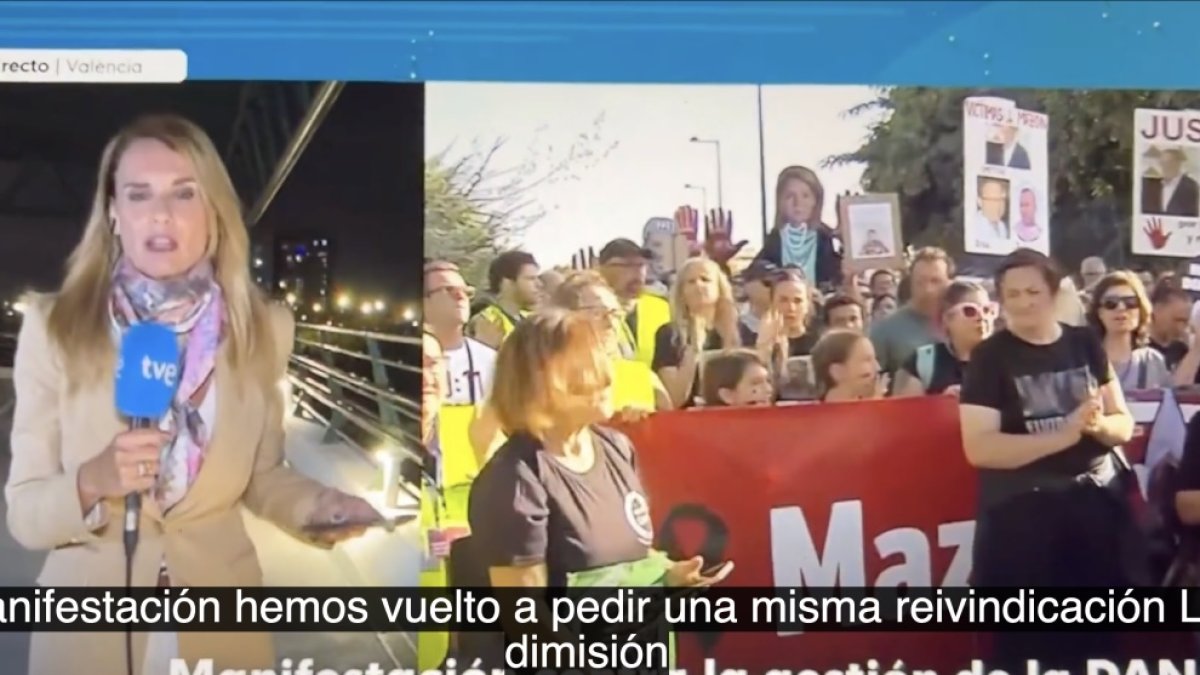 El ¿lapsus? de TVE donde se quita la careta: "hemos venido a pedir la dimisión de Mazón"