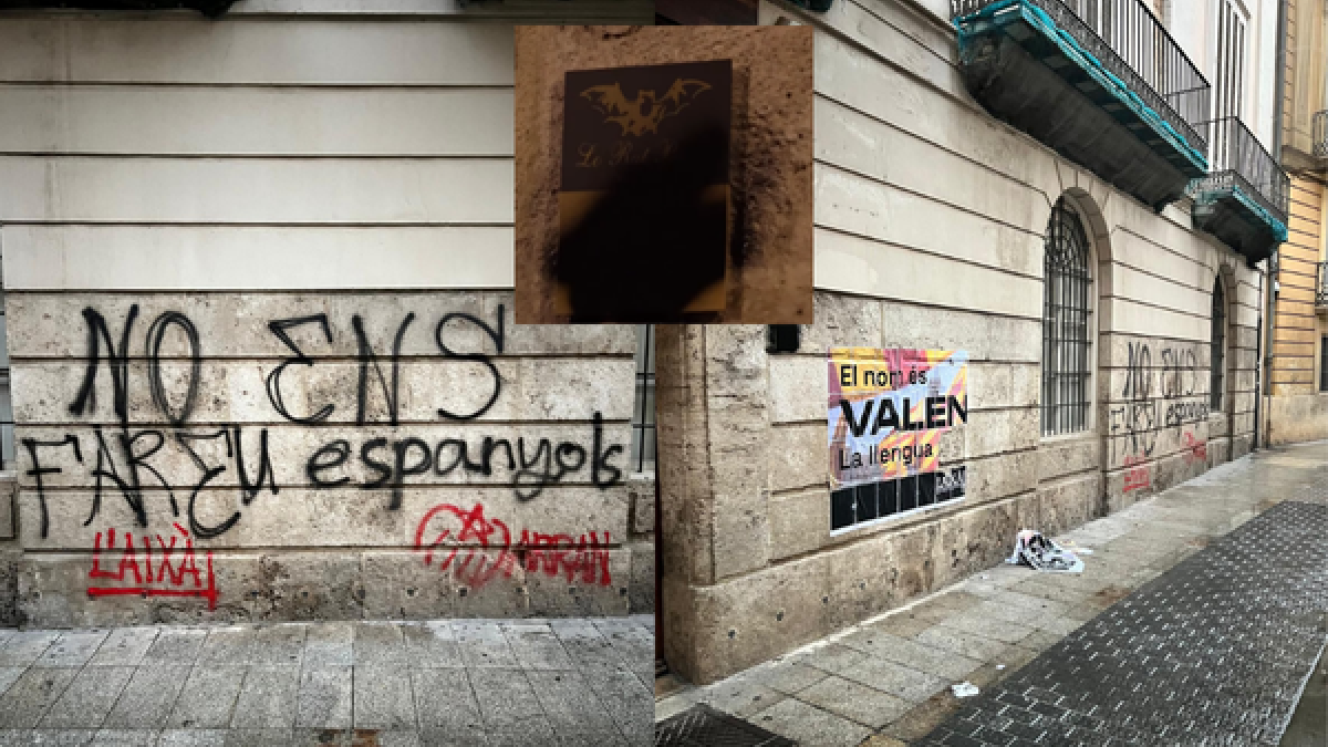 Los 'cachorros' independentistas de la CUP en Valencia atacan la sede de Lo Rat Penat el 9 d'octubre