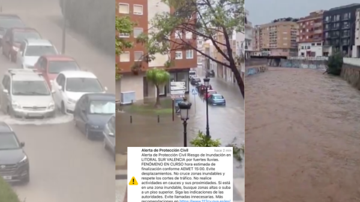 Aviso rojo y ES-Alert: la dana Alice hace saltar todas las alarmas en el litoral sur de Valencia y la Safor
