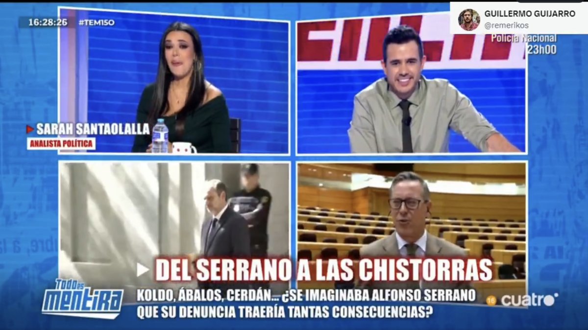 El tremendo zasca de Alfonso Serrano a Sarah Santaolalla: "todo el dinero que recibes de TVE"