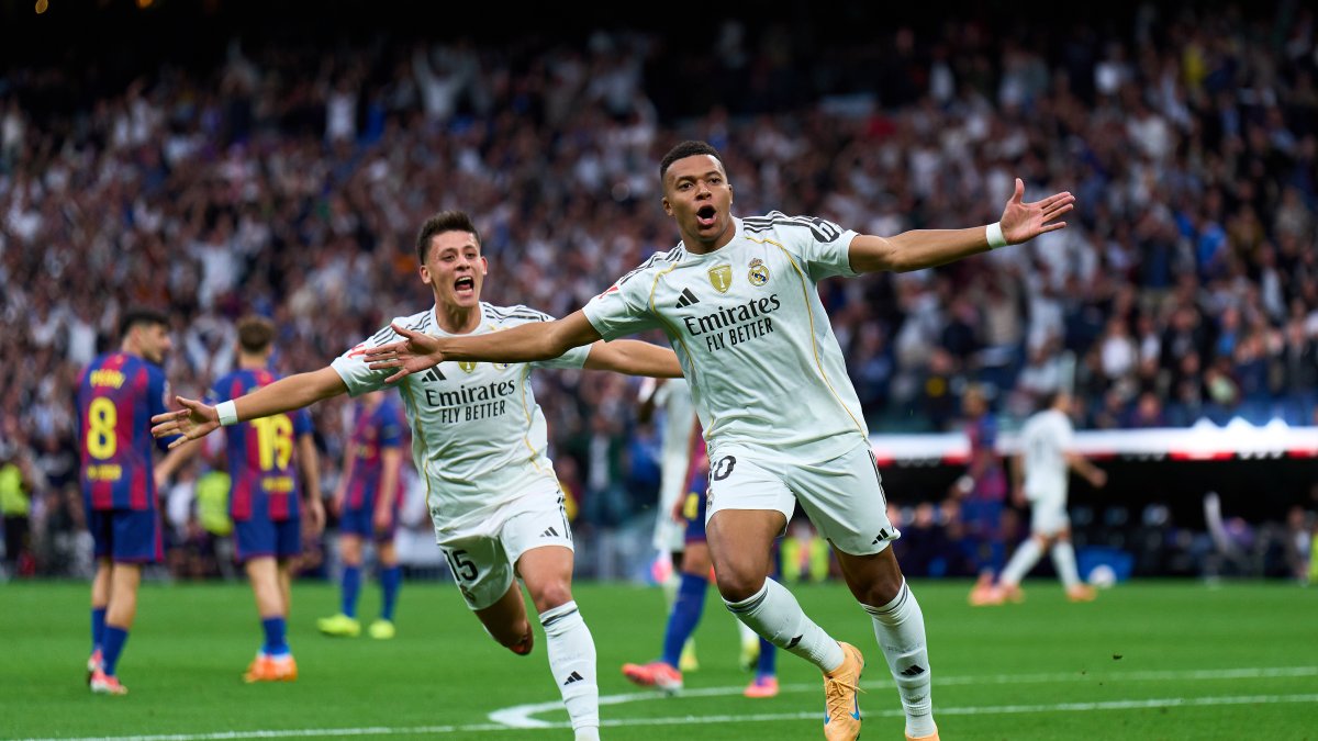 La celebración del gol de Mbappé
