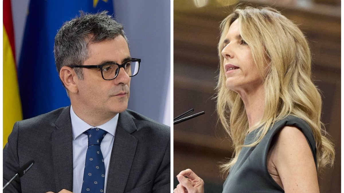 El ministro de la Presidencia y Justicia, Félix Bolaños, y la diputada del PP, Cayetana Álvarez de Toledo