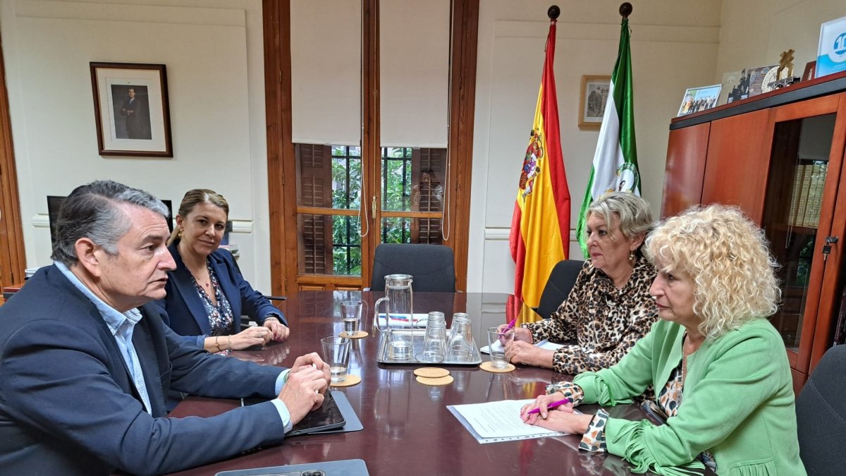 Imagen del encuentro de este miércoles entre el consejero de Sanidad, Antonio Sanz, y la presidenta de Amama Sevilla, Ángela Claverol.