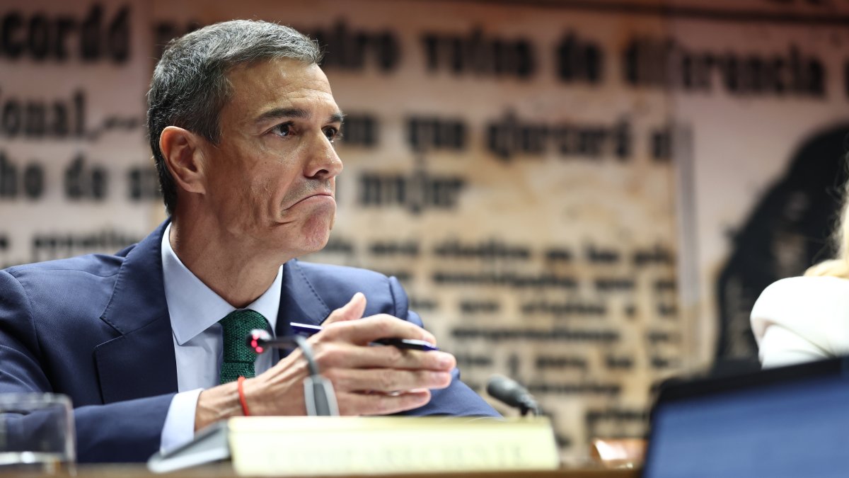 El presidente del Gobierno, Pedro Sánchez, durante la Comisión de Investigación sobre el 'caso Koldo' en el Senado.