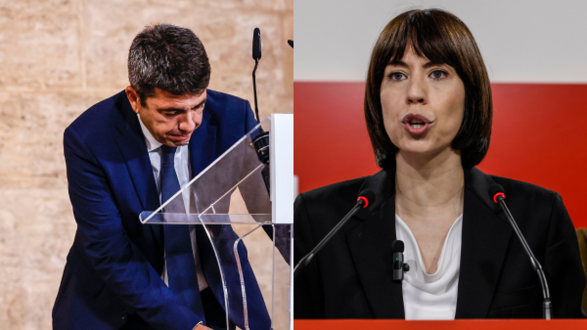 El president de la Generalitat, Carlos Mazón y la secretaria general del PSPV-PSOE, Diana Morant