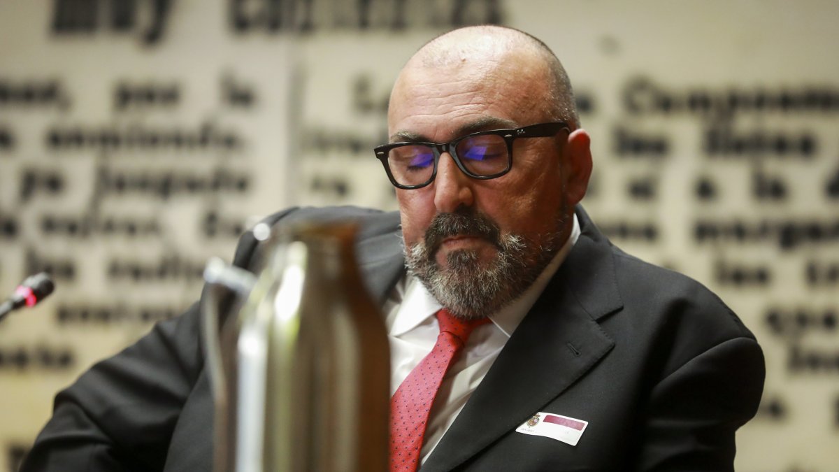 Koldo García, en su comparecencia en la comisión parlamentaria de investigación. ANTONIO HEREDIA