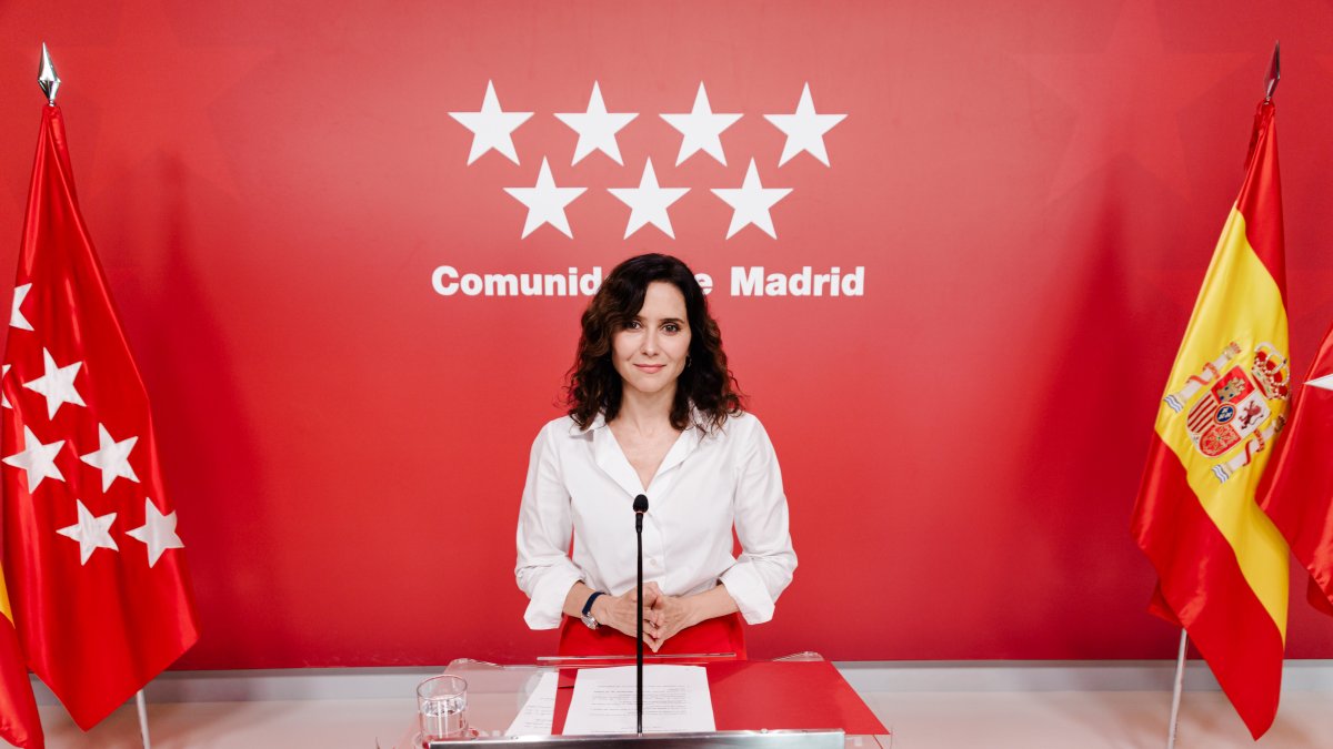 (Foto de ARCHIVO)
La presidenta de la Comunidad de Madrid, Isabel Díaz Ayuso, comparece en la Real Casa de Correos 14/7/2025