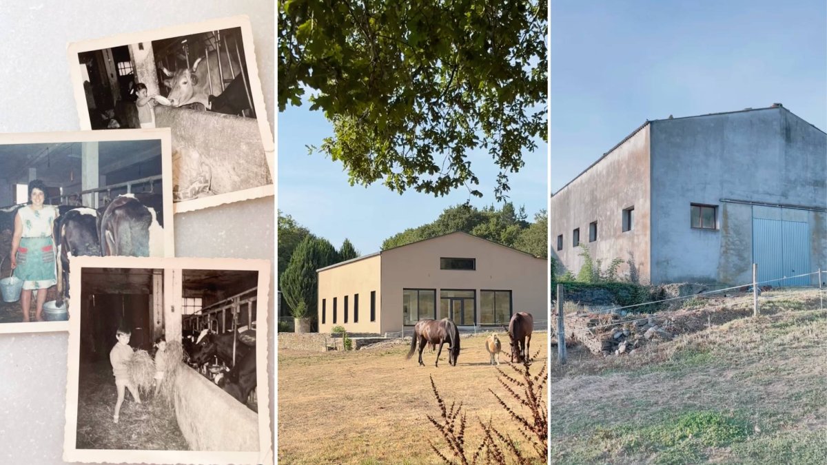 Del recuerdo a la realidad: una cuadra gallega que fue testigo de generaciones familiares se transforma hoy en una casa contemporánea abierta al campo.