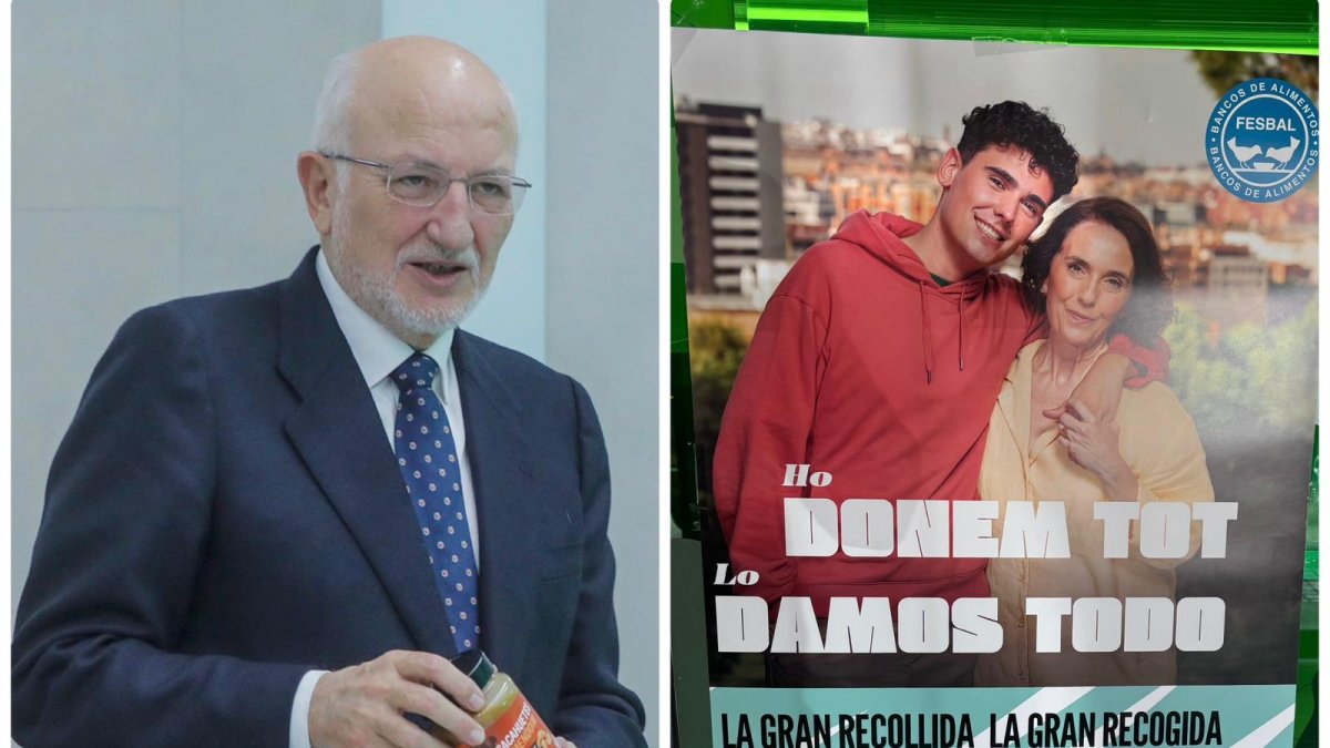 Juan Roig y el cartel en Mercadona de la recogida a favor del Banco de Alimentos