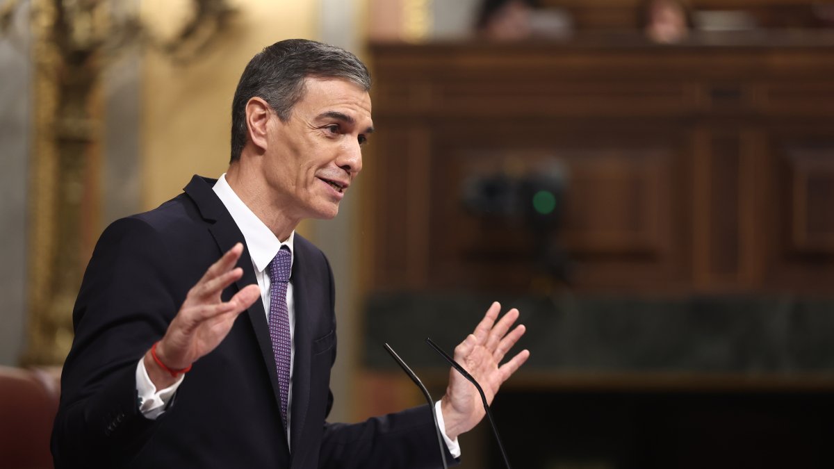 El presidente del Gobierno, Pedro Sánchez, durante una sesión de control al Gobierno en el Congreso.