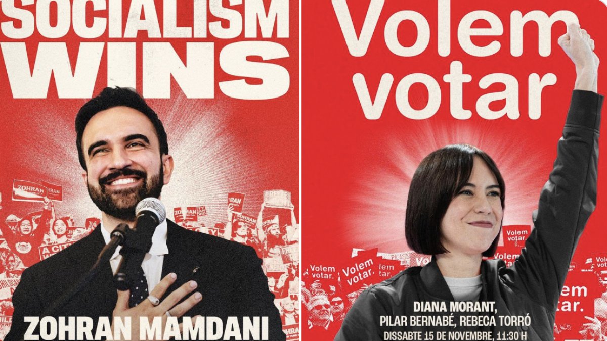 El cartel del alcalde de Nueva York, Zohran Mamdani, y el plagio de Diana Morant