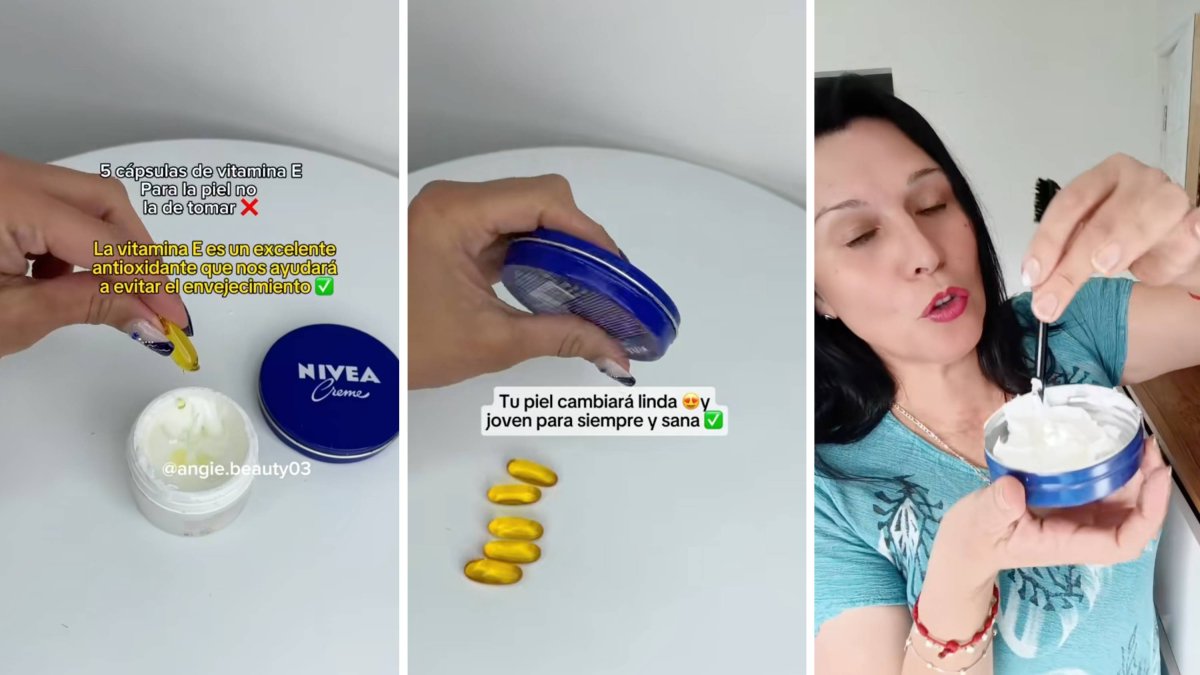 El truco viral de TikTok consiste en mezclar cápsulas de vitamina E con crema Nivea para crear una mascarilla casera con supuestos beneficios antiedad.