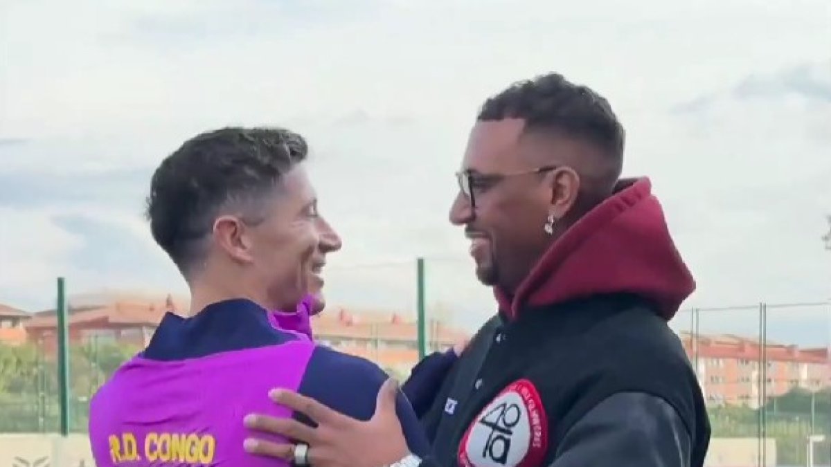 Boateng en el entrenamiento del Barcelona