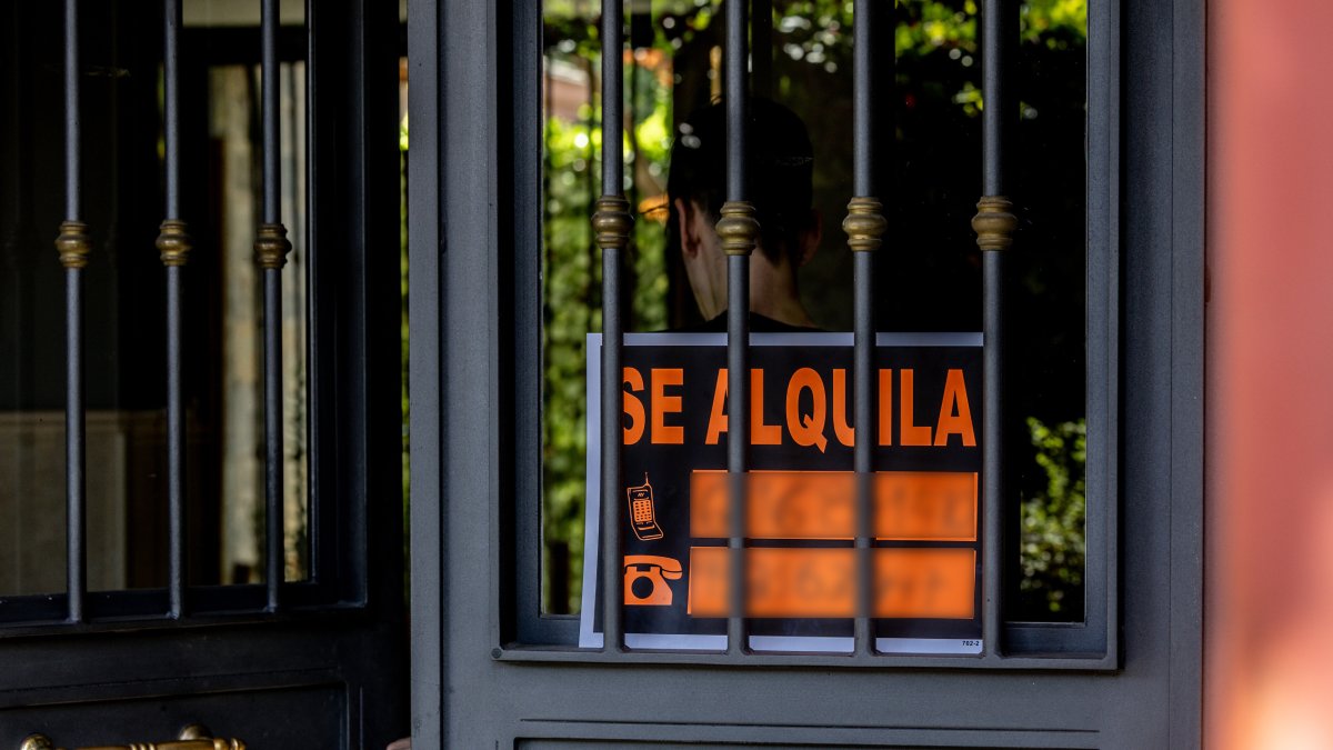 Un cartel que anuncia que se alquila una vivienda, a 16 de septiembre de 2025, en Madrid (España).
Ricardo Rubio / Europa Press
16 SEPTIEMBRE 2025