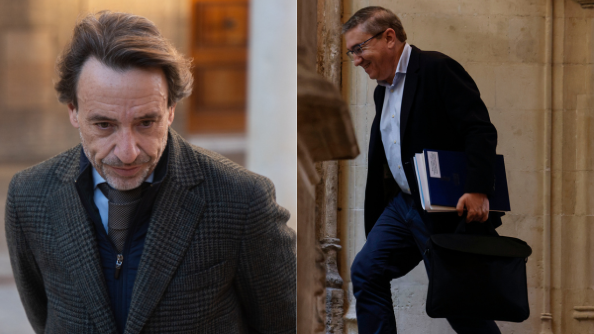 A la izquierda, el jefe de gabinete de Mazón, José Manuel Cuenca, a la derecha, el conseller de Educación José Antonio Rovira