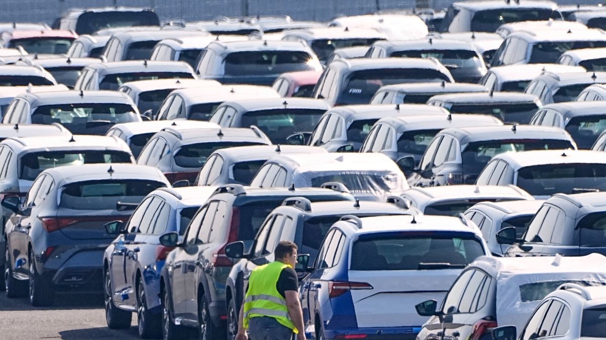 Coches en parque para exportar