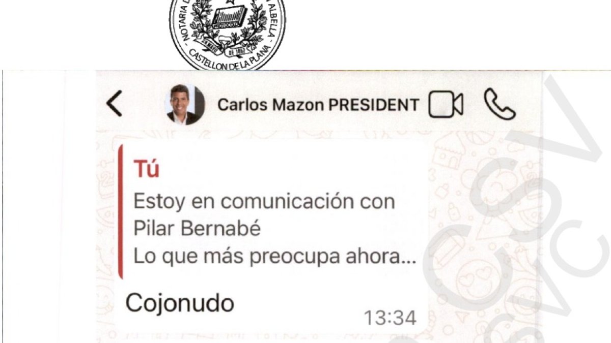 Conversación entre el expresidente Carlos Mazón y la exconsellera Salomé Pradas