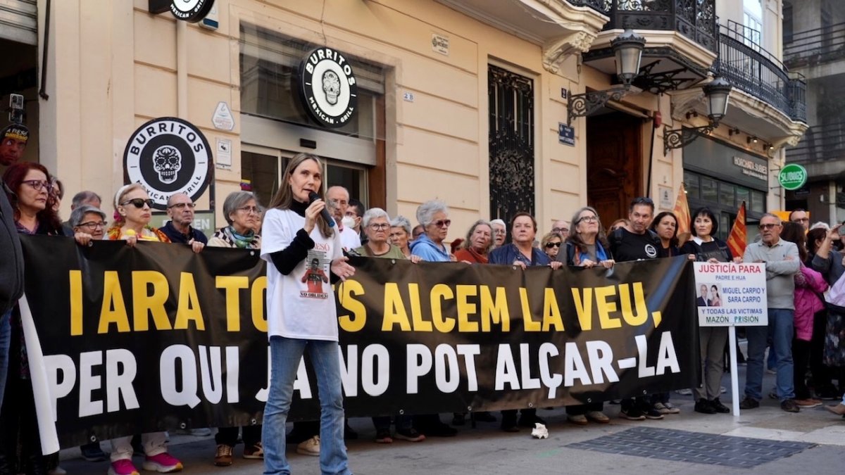 Concentración de protesta ante Les Corts coincidiendo con la comparecencia de Carlos Mazón en la comisión de la dana.