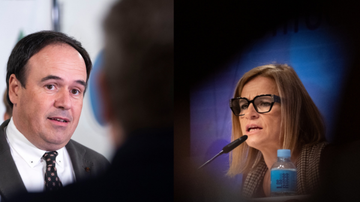 El president de la Generalitat, Juanfran Pérez Llorca y la delegada del Gobierno y secretaria de Igualdad en el PSOE, Pilar Bernabé