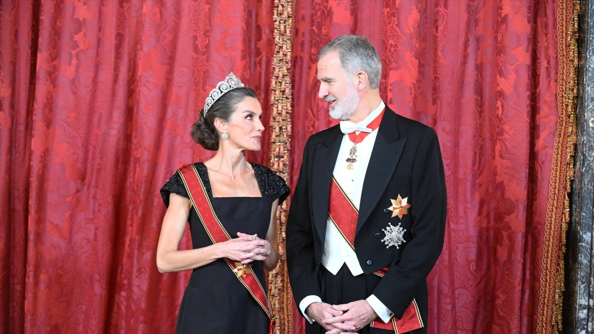 Don Felipe y Doña Letizia durante la cena de gala en honor al presidente de Alemania.