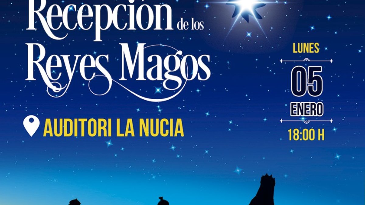 Parte del cartel en el que se anuncia la cecepción de los Reyes Magos en l'Auditori de la Nucía.