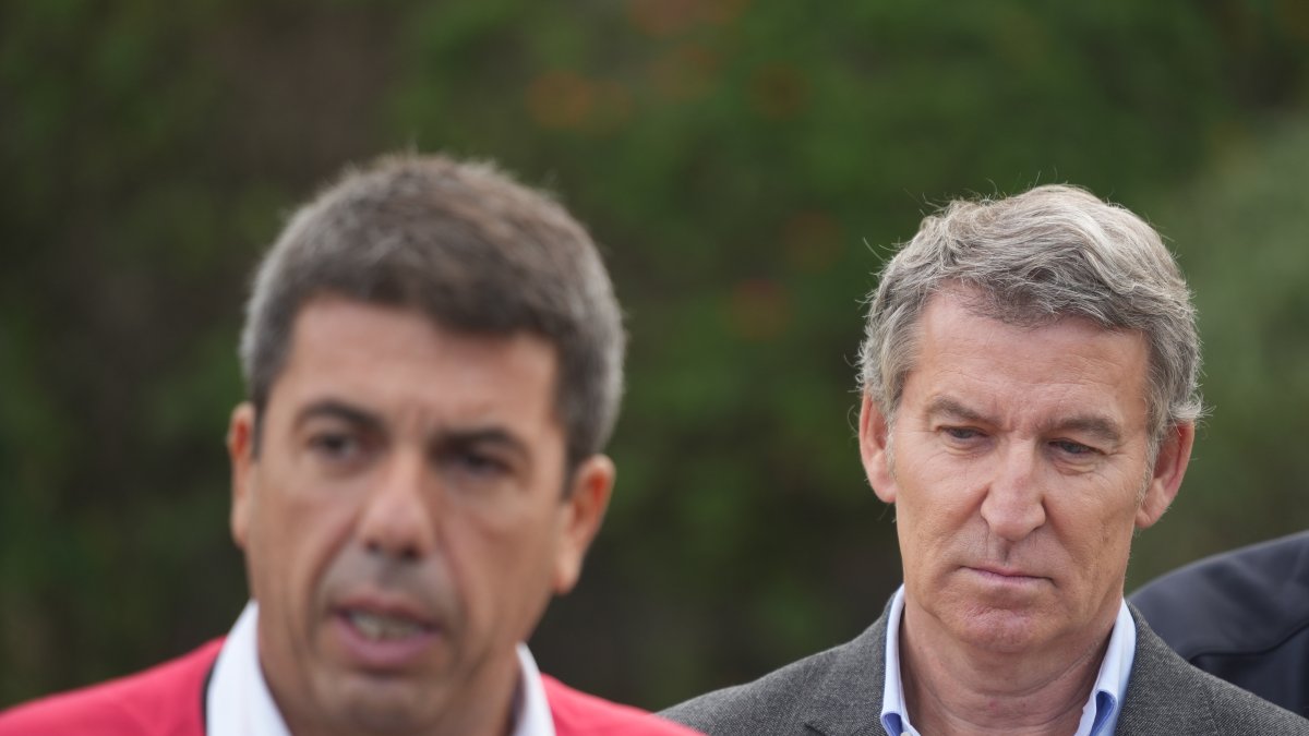 El expresidente de la Generalitat Valenciana, Carlos Mazón y el presidente del Partido Popular, Alberto Núñez Feijóo.