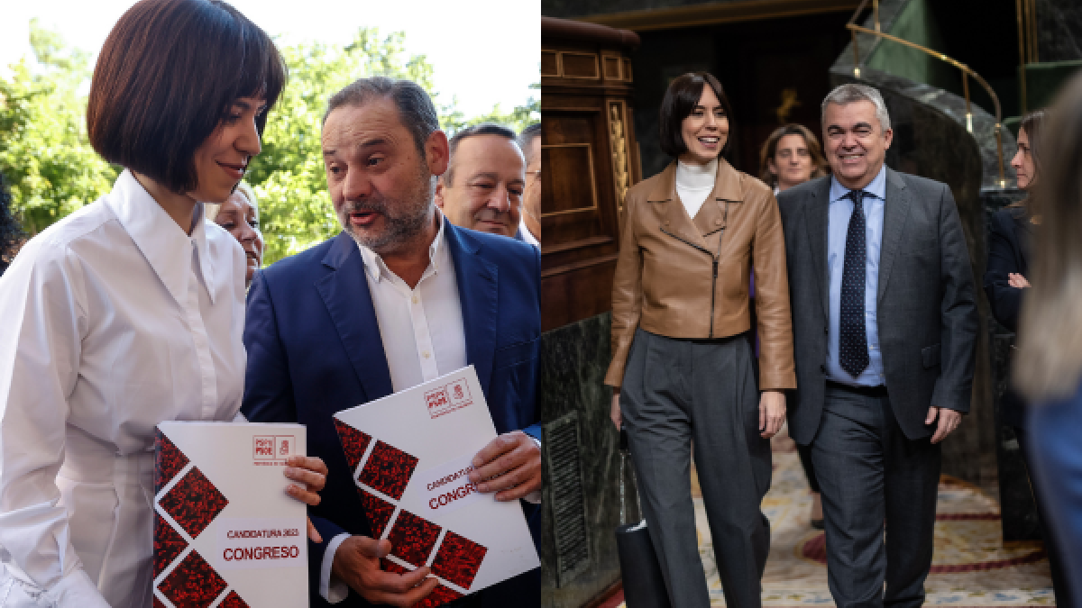 Diana Morant junto a José Luís Ábalos y Santos Cerdán