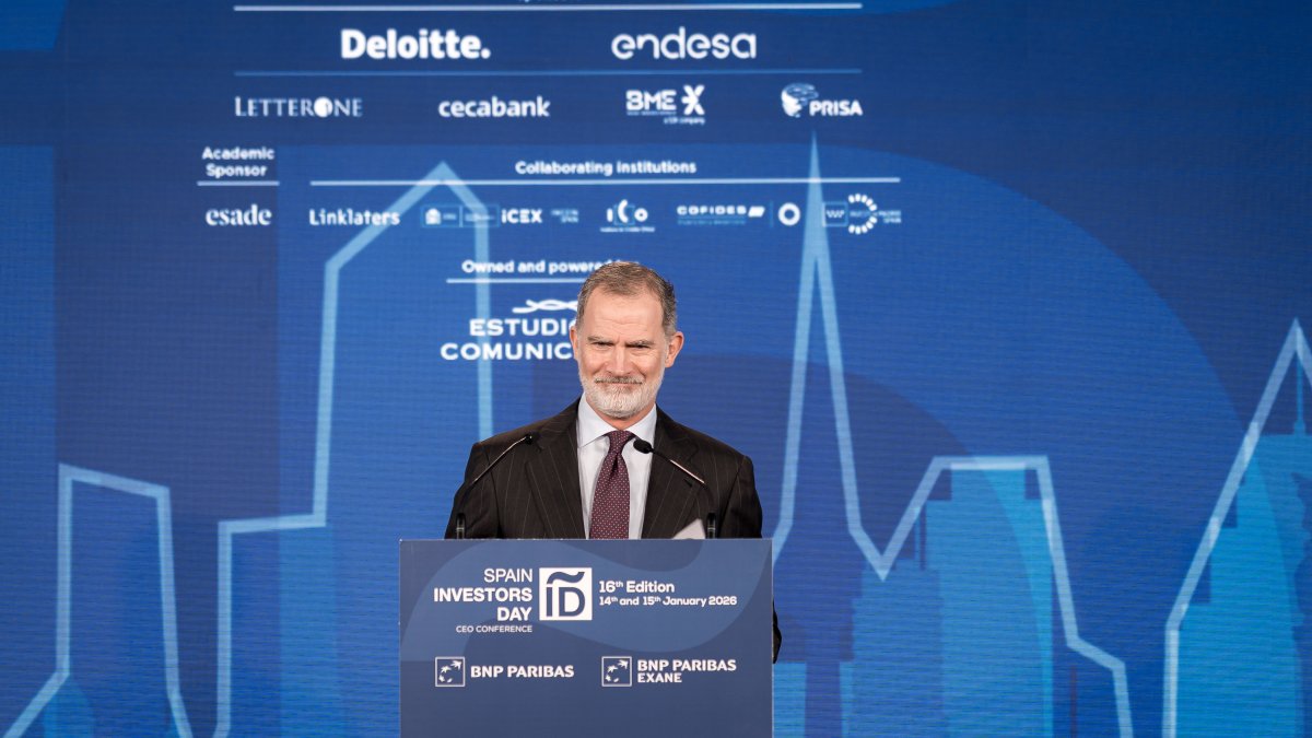 El Rey Felipe VI durante la inauguración de la XVI edición del Spain Investors Day (SID), en el Hotel Four Seasons, a 14 de enero de 2026, en Madrid (España). 
Diego Radamés / Europa Press
14/1/2026