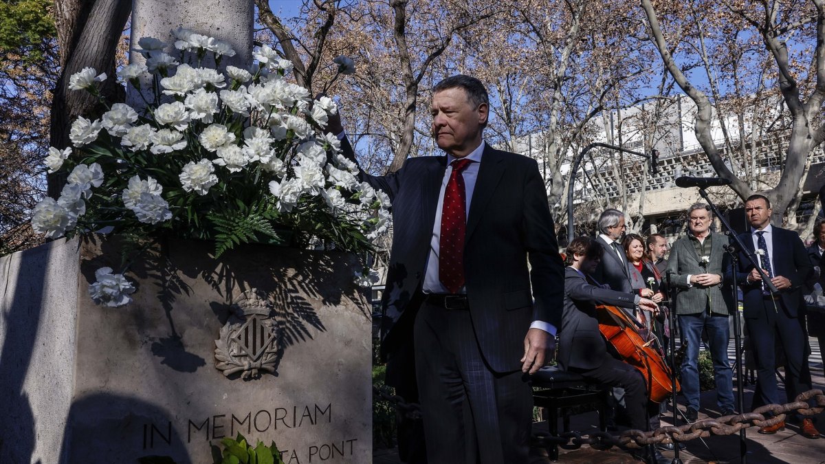 El exministro, Jordi Sevilla, durante el acto homenaje con motivo del XXXIV aniversario del asesinato del profesor Manuel Broseta