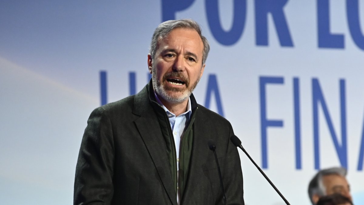 El presidente de Aragón, Jorge Azcón, durante la clausura del acto de presentación de la 'Declaración de Zaragoza', en el World Trade Center 18/1/2026