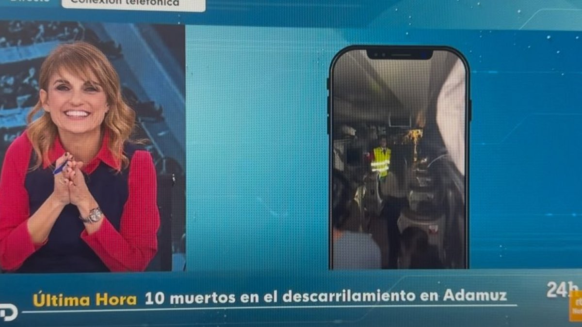 Lourdes Maldonado, de TVE, alegre en medio de la tragedia.