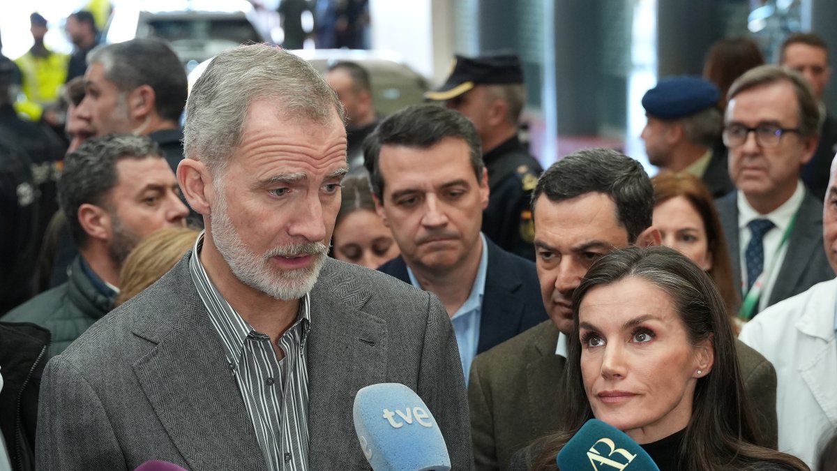 El Rey de España, Felipe VI, atiende a los medios tras visitar el Hospital