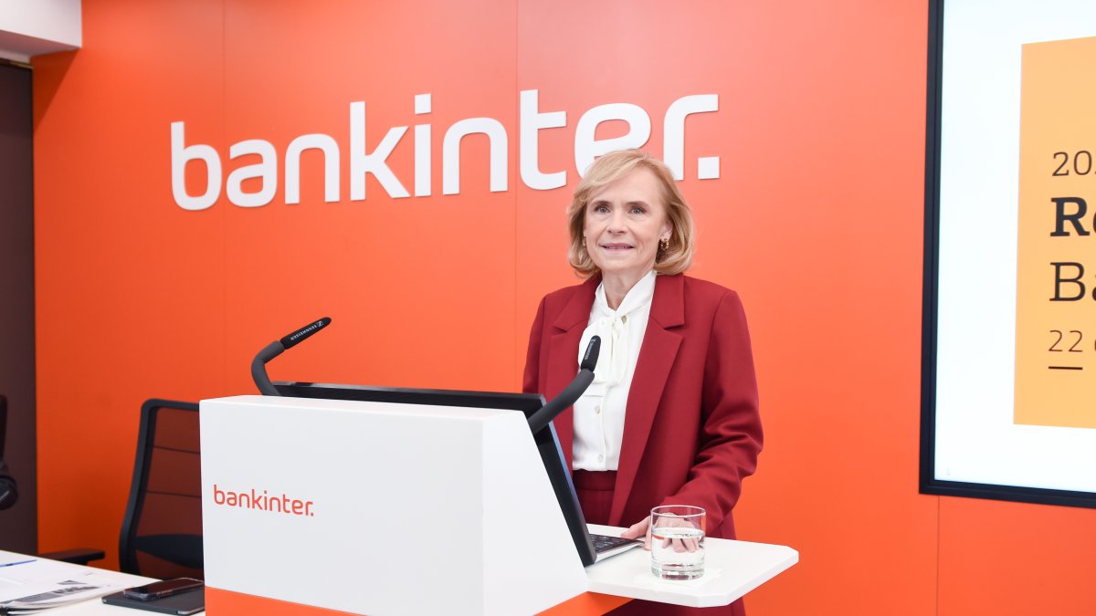 La consejera delegada de Bankinter, Gloria Ortiz, durante una rueda de prensa, en la sede de Bankinter, a 22 de enero de 2026, en Madrid (España). 
Gustavo Valiente / Europa Press
22/1/2026