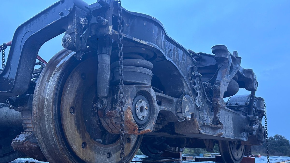 El 'bogie' del coche número ocho del tren Iryo accidentado en Adamuz