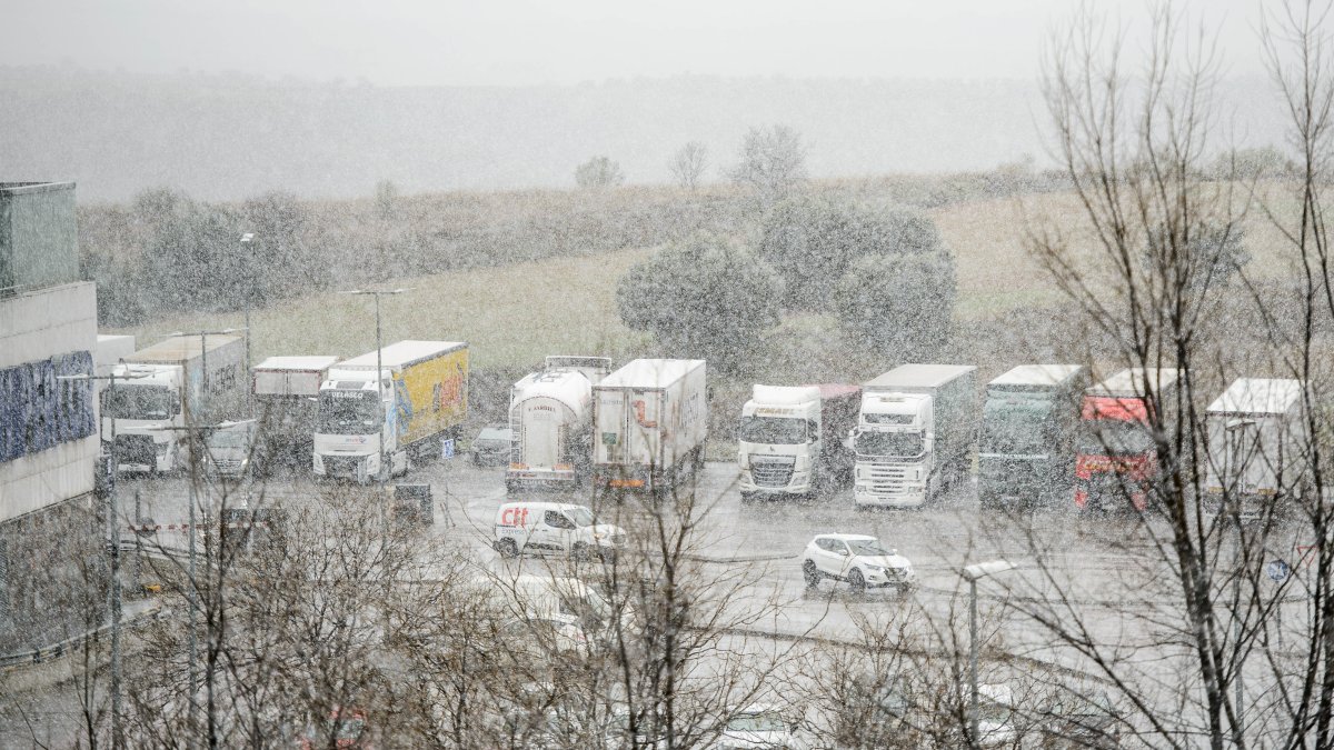 Camiones detenidos en Guadalajara a consecuencia de las nevadas 28/1/2026