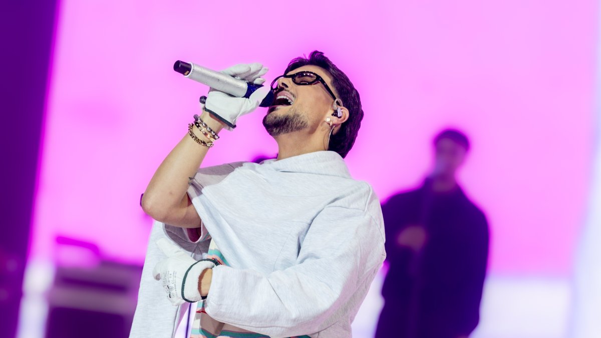 El cantante Abraham Mateo durante su concierto en el Movistar Arena, a 11 de enero de 2026,