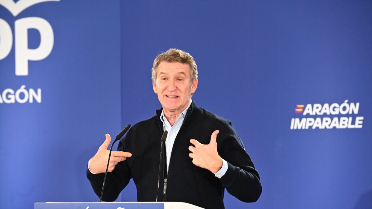El presidente del PP, Alberto Nuñez Feijóo, en Calatayud